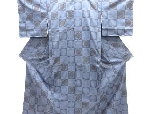 市松に亀甲模様織り出し本場泥大島紬着物(5マルキ)